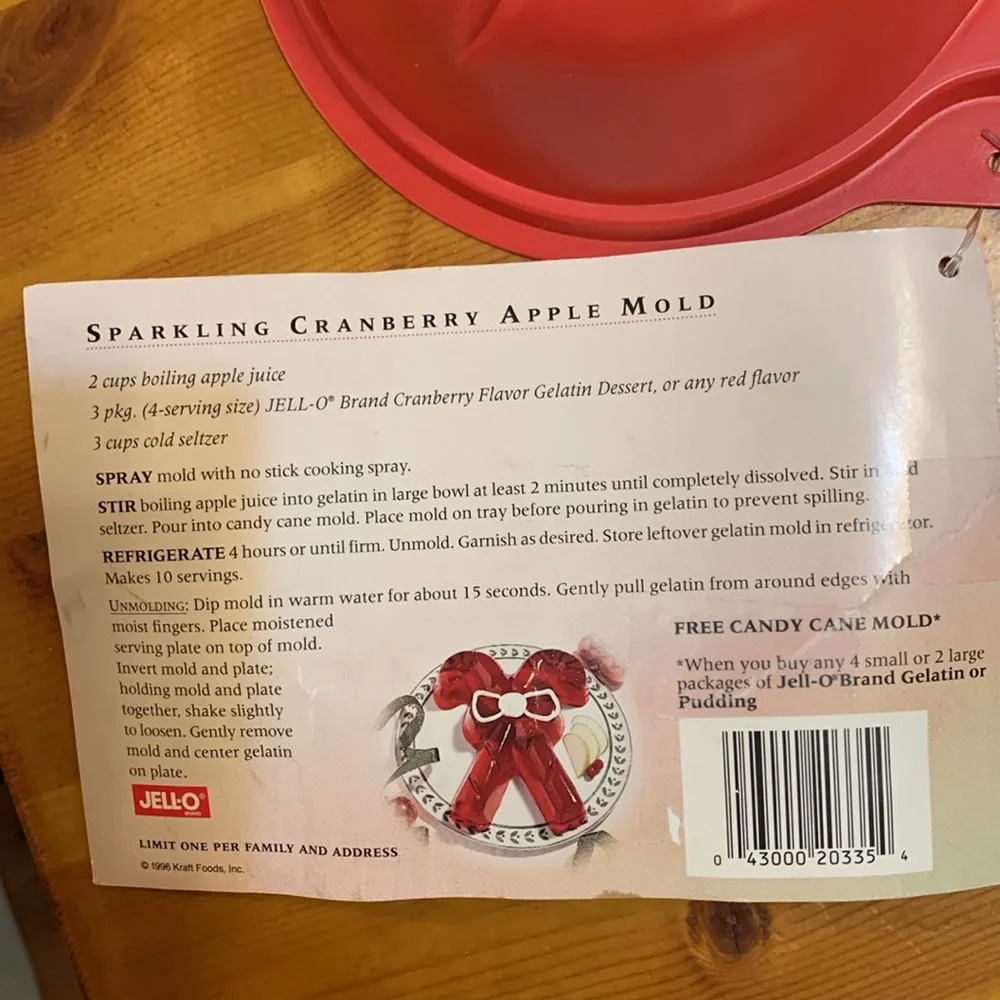 Vintage Candy Cane Jello mold, NWT